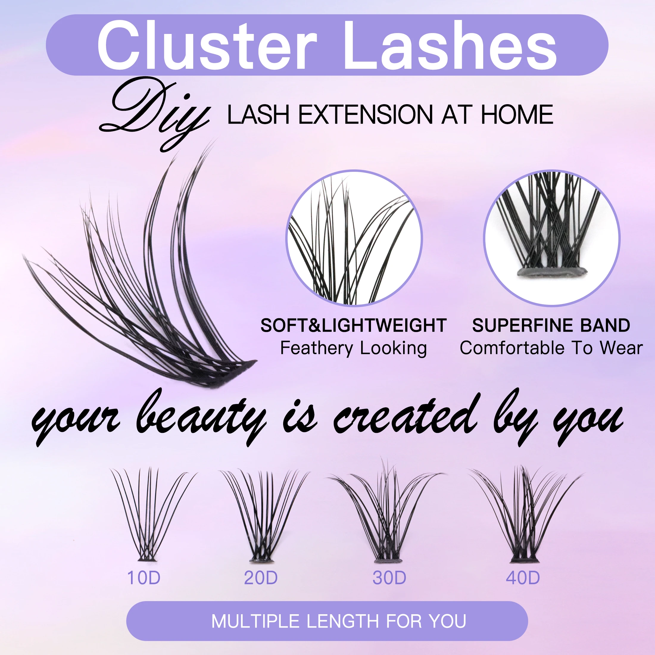 560 Clusters of Segmented DIY False Eyelashes, equipped with a full set of eyelash application tools, suitable for all styles