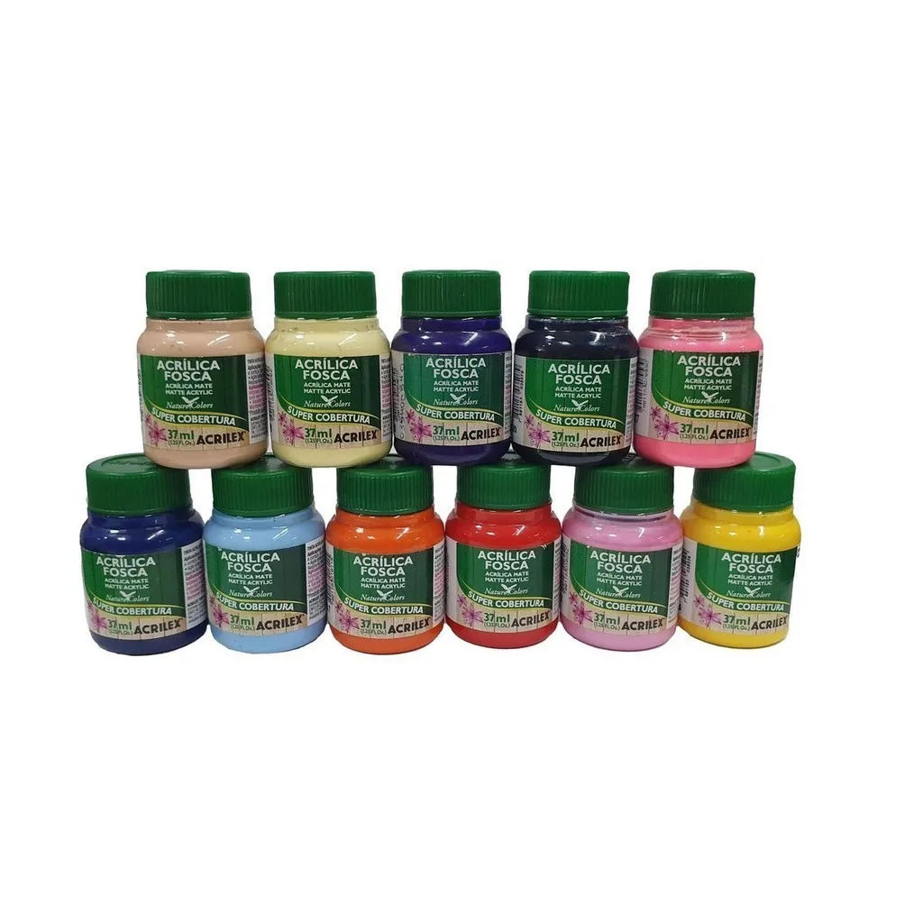Kit De 12 Tintas Acrílicas Matte Acrilex Para Artesanato E Escolas Cada Cor Em 37ml Artigos Escolares E De Escritório