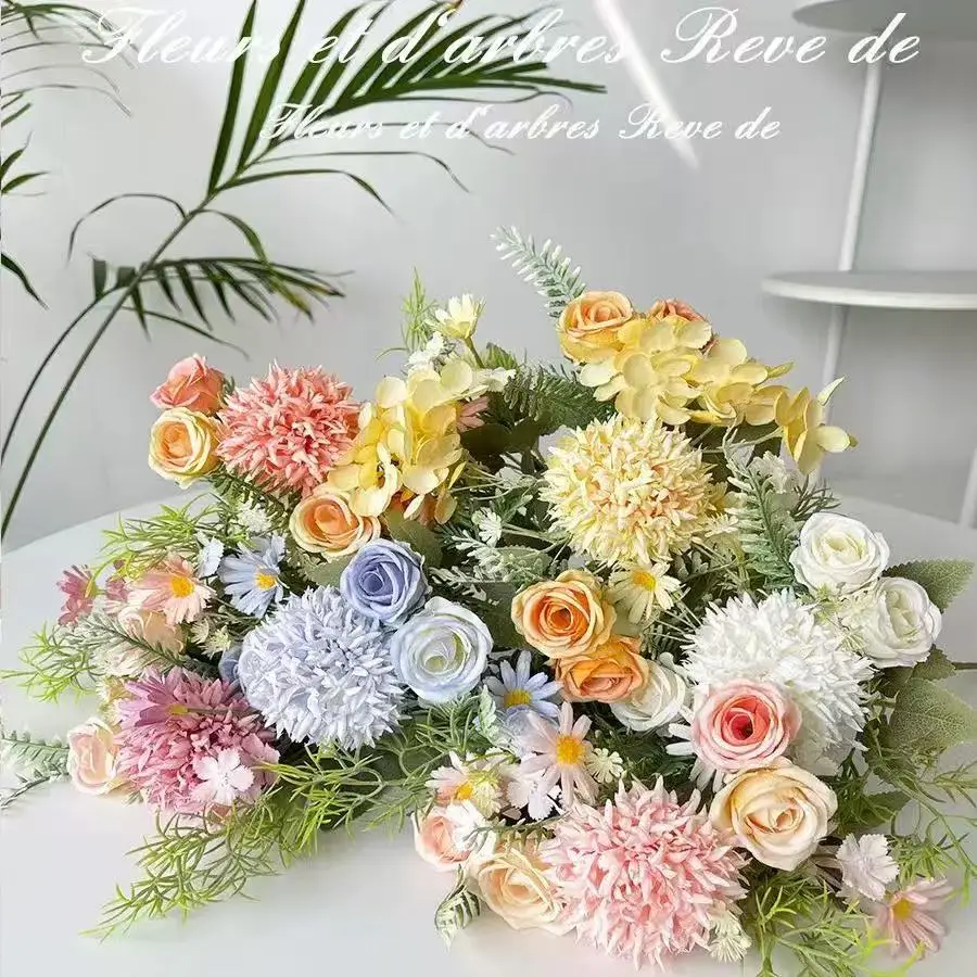 

Rose hydrangea bouquet artificial flowers decorative home fake flower bouquet ornament