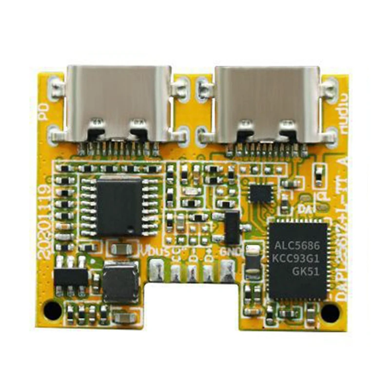 Топ предложения двойной тип C цифровой аудио адаптер модуль ALC5686LED прослушивание песен и зарядка 2 в 1 цифровая плата декодирования звука