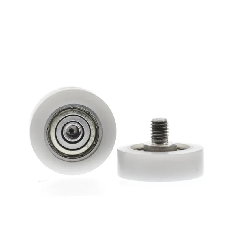 1Pc M5x22x7mm plastic coated 625 bearing pulley external thread screw drawer display cabinet guide wheel rolling wheel pom flat