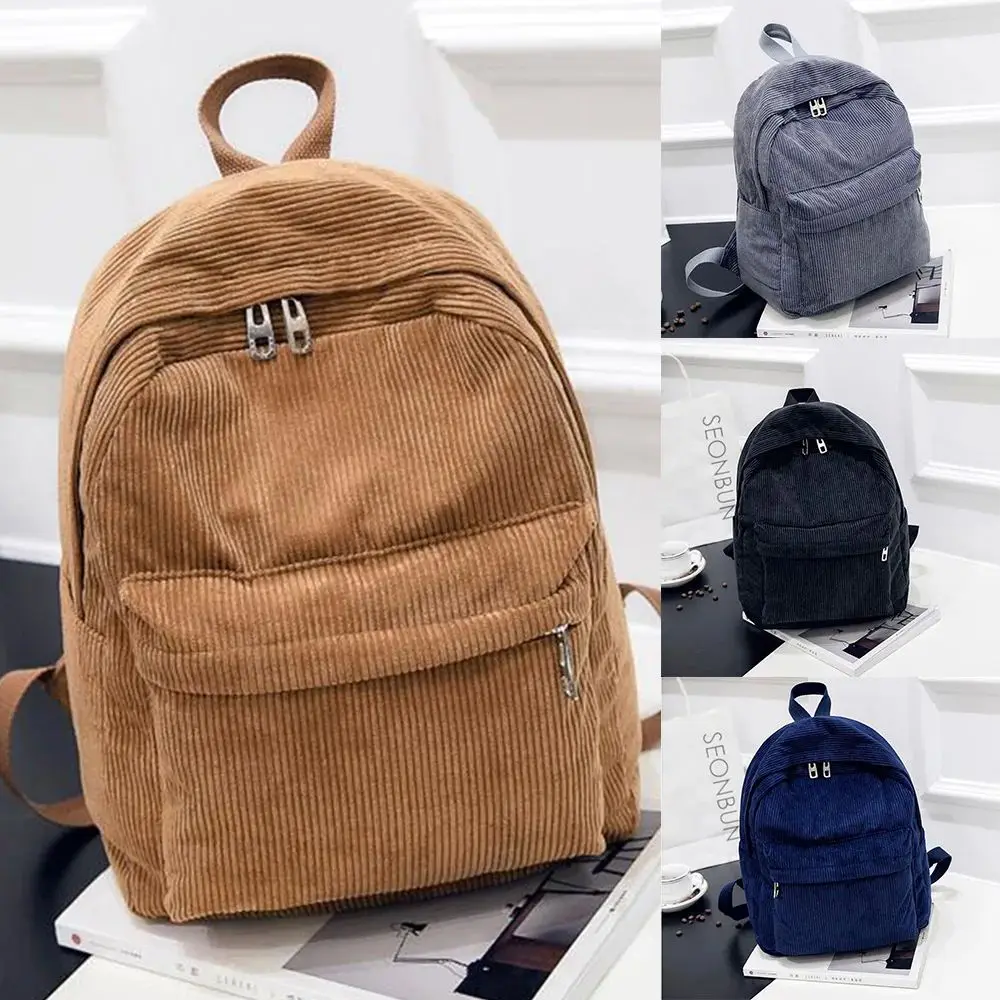 

New Faion Corduroy Bapa Women's Fem Girl School Bag Triple Use e Bag ular Elements from 20 Onwards
