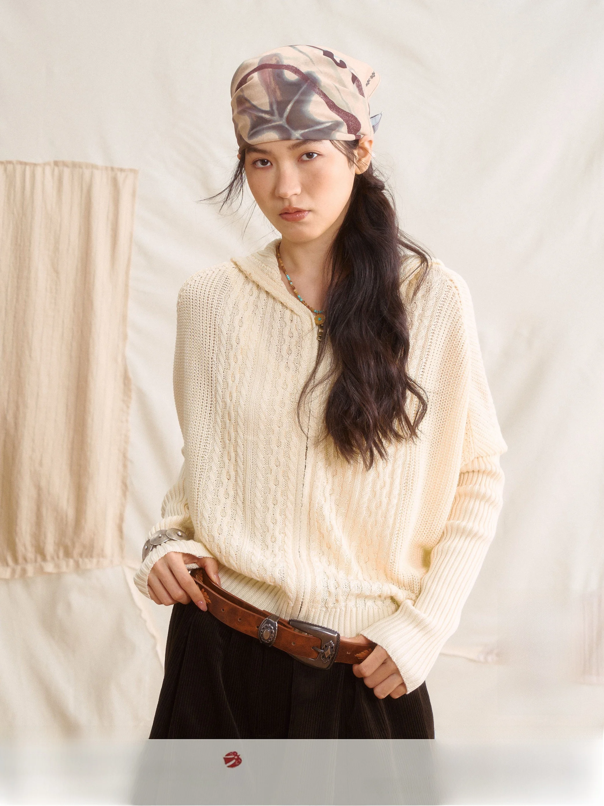 Saotome Early Girl Bat Sleeve Knitted Wrap Cardigan plus Size Loose Fit Vintage Style Women's Long Sleeve Hooded Knitwear