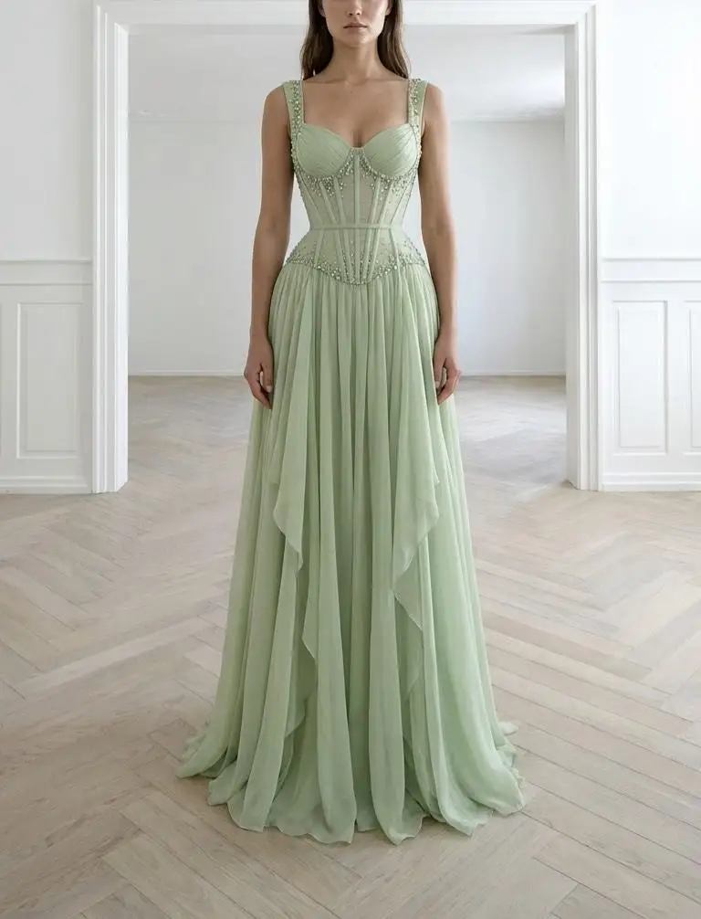 

Индивидуальное мини-платье-корсет зеленого цвета для вечера, выпускного бала, без рукавов, с вырезом «сердечко», плиссированное, А-силуэт, из шифона, 2026, для торжественных мероприятий