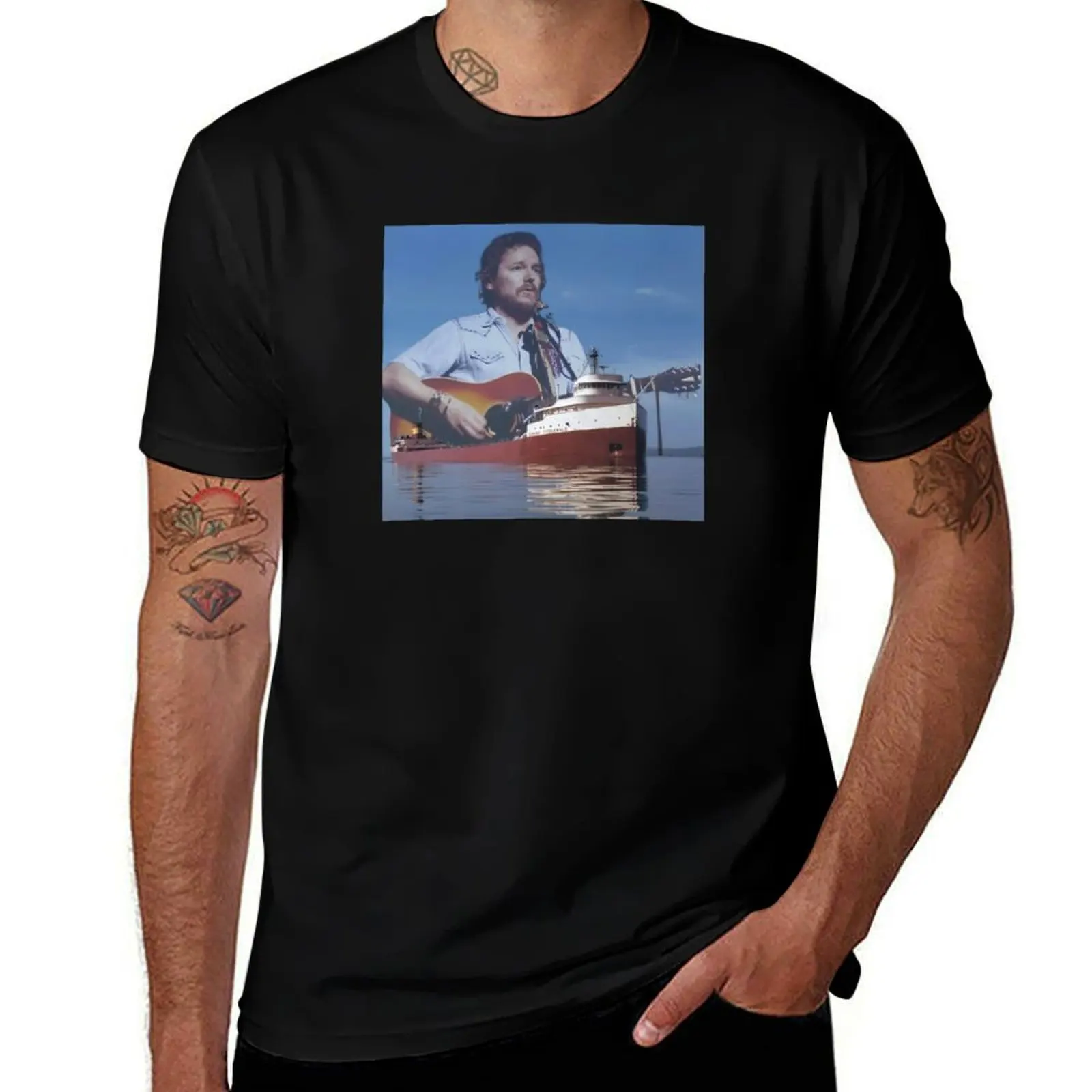 

Gordon Lightfoot and Edmund Fitzgerald T-Shirt man t shirt designer man t shirt cotton high quality