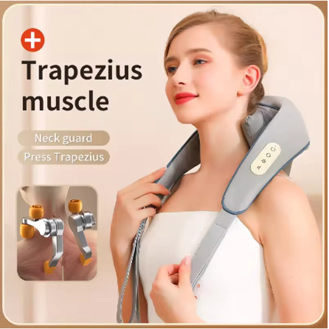 Rechargeable electric neck and shoulder massager, trapezius muscle kneading, cordless mini back air pressure massager