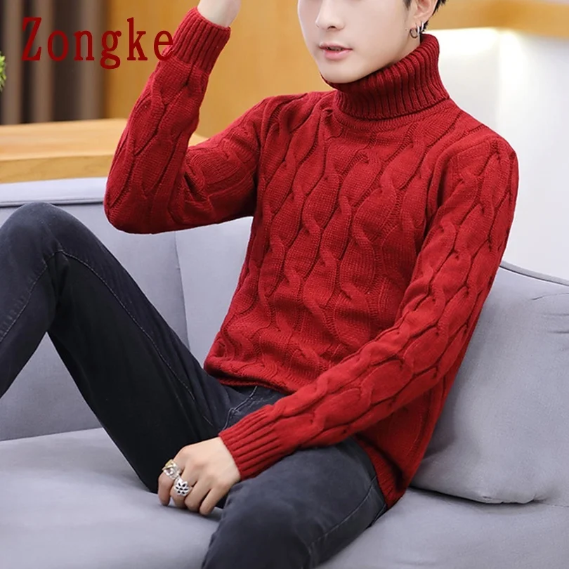 White Turtleneck Men Clothes Winter Sweater Men Coats Solid Striped Pullover Mens Turtleneck M-2XL 2023 New Arrivals