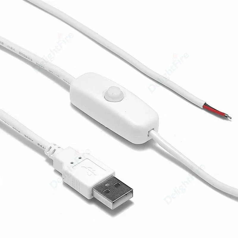 LED Strip USB Plug Wire Connector Switch ON OFF Cable 3A 5V 12V 1m 1.5m USB Power Supply Electrical Wire for LED Light Lamp Bulb
