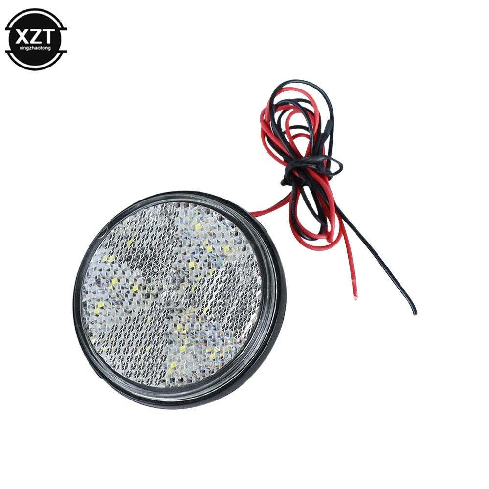 12V Round Motorcycle Tail Lights Rear Bumper Reflector 24 LED Motor External Light Brake Stop Marker Lamp For Car Motor Truck