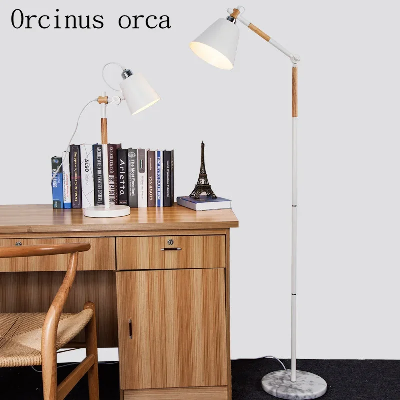 The study of solid wood floor lamp creative simple living room bedroom wooden floor lamp Nordic fashion personality image 3
