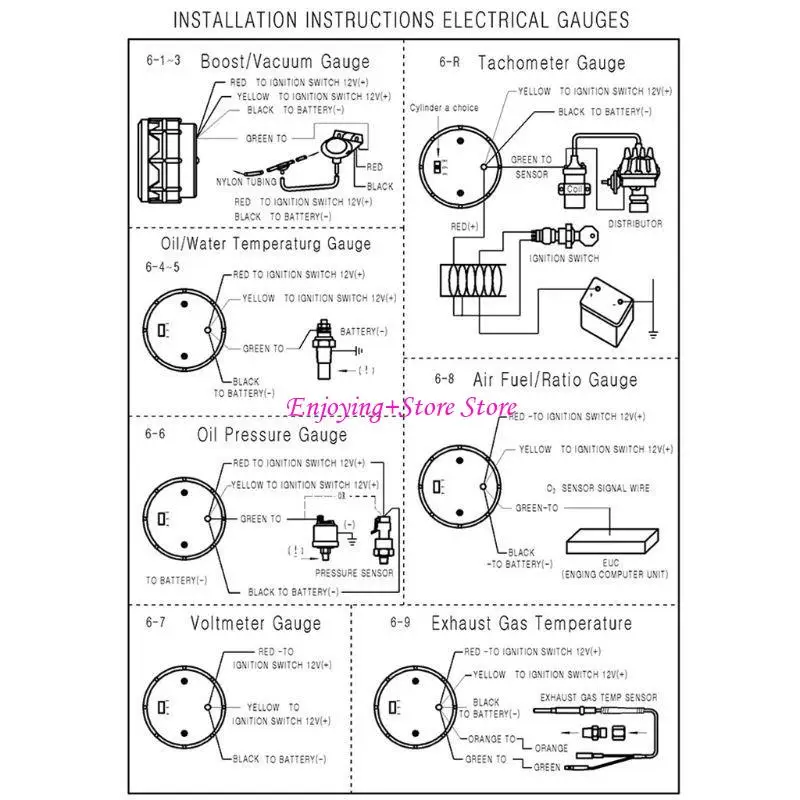

G6DA Temp Gas Temp Gas 2-дюймовый 52-мм светодиодный светодиод EGT Цифровой метр замена температуры выхлопных измерителей для 12