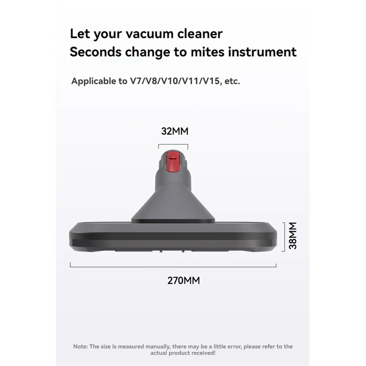 Mini cabezal de cepillo de herramienta motorizada para Dyson V7, V8, V10, V11, V15, piezas de aspiradora, cepillo de eliminación de ácaros para cama y sofá