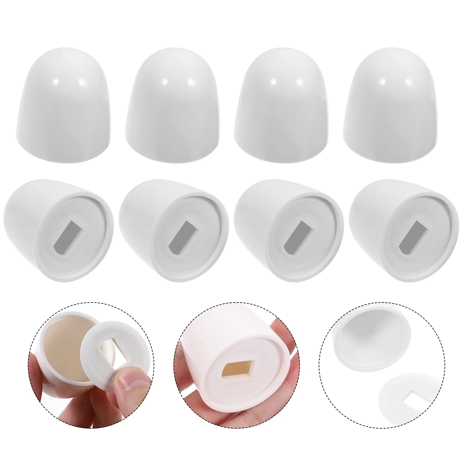 

8 Pcs Toilet Screw Covers Decorative Washers Caps Plastic Lid White Abs Universal Bolt