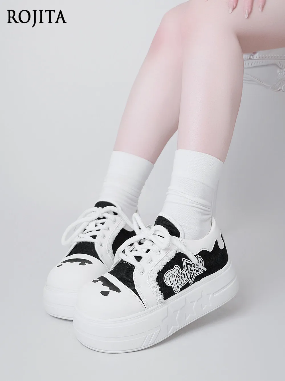 

Original Homestay Style Canvas Shoes Spring and Autumn Deep Mouth Platform Shoes Versatile Lace-up Single Shoes for Women