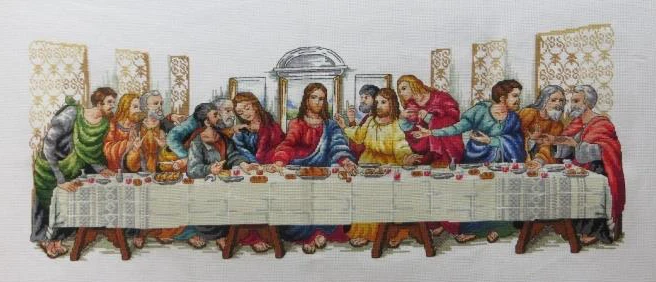 Last supper cross stitch package world famous painting pattern cartoon white cloth kit embroider DIY handmade needlework