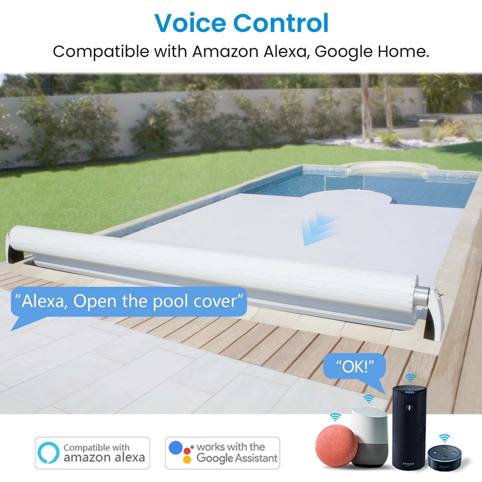 LoraTap Módulo de interruptor para persiana enrollable, cubierta de piscina, Motor eléctrico, Control de voz por Google Home, Alexa, Tuya Smart