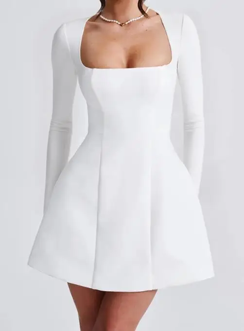 

Elegant Evening Dress, Long-Sleeved High-End Short Skirt Dress
