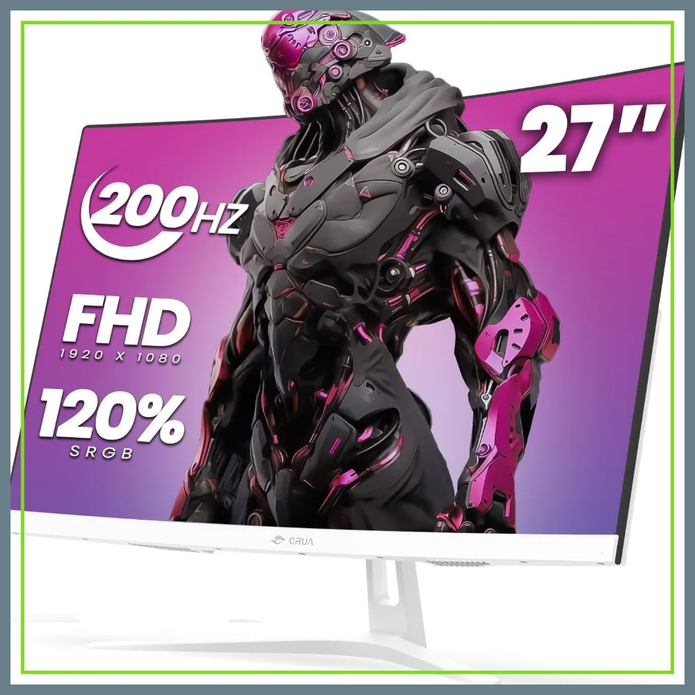 

27" Curved Gaming Monitor, 165Hz/200Hz FHD 1920x1080 VA Display, 1800R Screen, 120% sRGB, AMD FreeSync, Blue Light Filter, HDMI & DP, White PC Monitor for Gaming, Streaming & Work