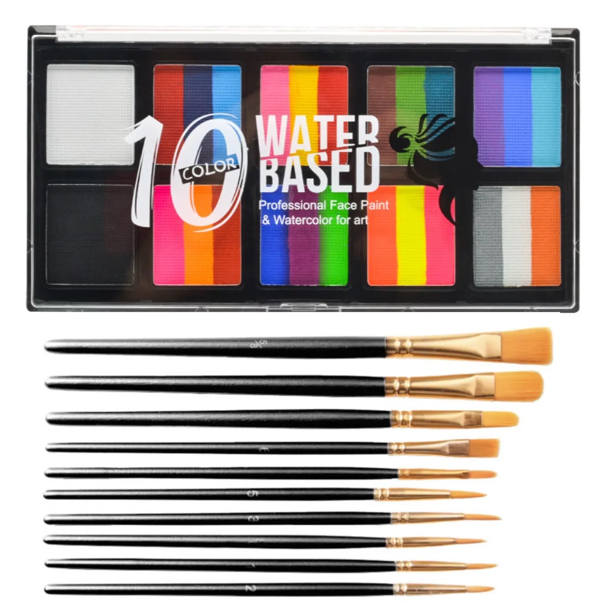 Pelo de nailon mango de madera juego de pinceles de pintura de acuarela cara cuerpo maquillaje pintura arte pinceles suministros