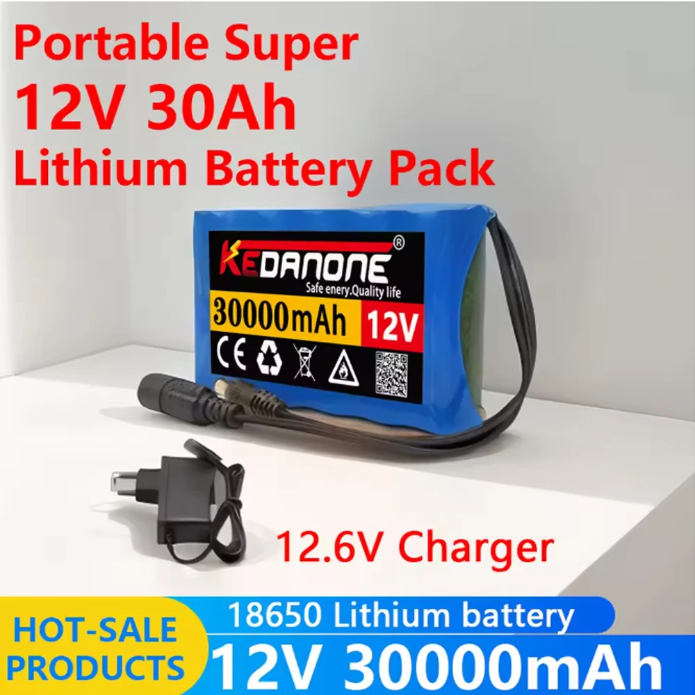 🔥 (Szybka dostawa) Akumulator litowo-jonowy 18650 3S2P 12V 30Ah, do monitora kamery CCTV DC + ładowarka 12,6V
