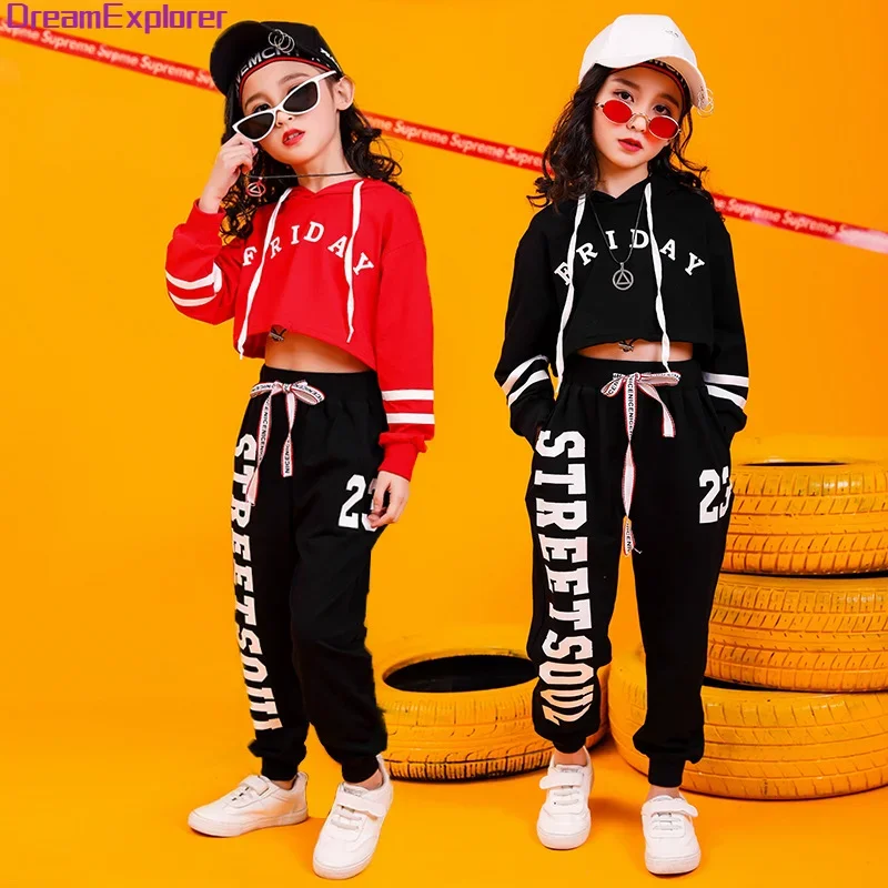 

Girls Hip Hop Crop Hoodies Clothes Sets Kids Sweatshirt Joggers Street Dance Pants Child Jazz Outfits Teen Streetwear Costumes