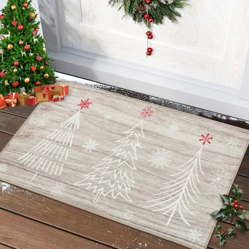 Christmas welcome mat suitable for front door indoor and outdoor flannel decorative floor mat 61X90cm