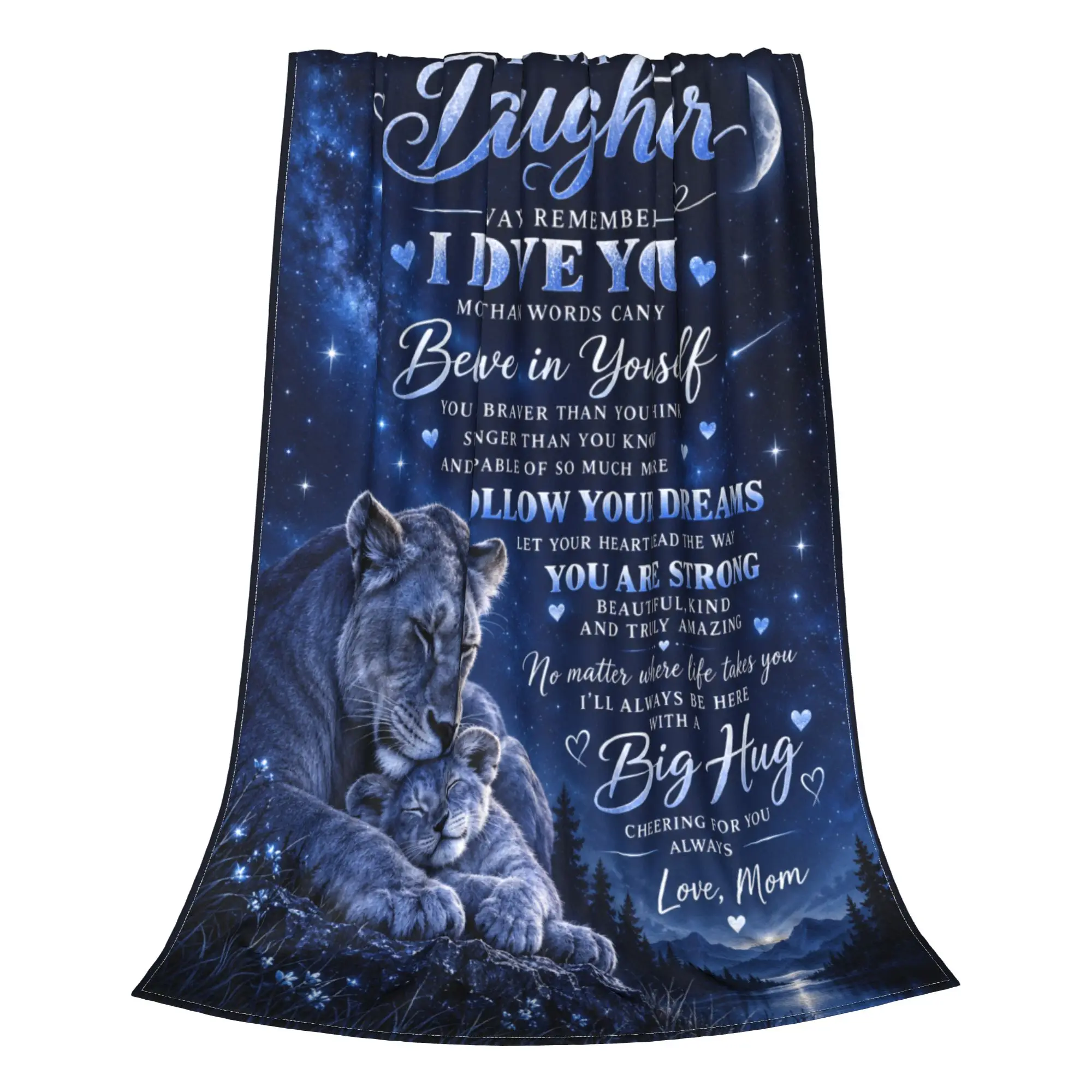 1PC To My Daughter Lion Poster Blanket Throw Blanket Thanksgiving Gifts Novelty Warm Blanket All Season Gift