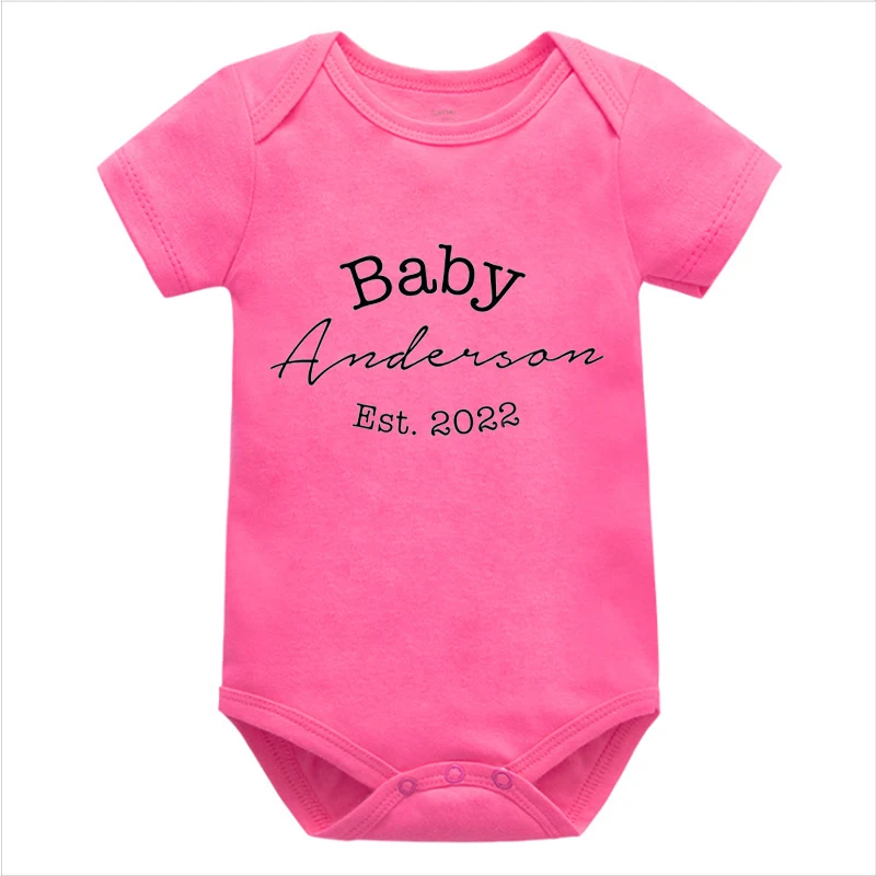 Personalized Baby Name Est 2022 Onesie Custom Name Baby Girl Clothes Modern Baby Name Onesie Baby Announcement Bodysuit