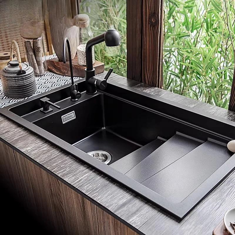 

Quartz stone sink single slot kitchen vegetable basin dishwasher household granite under the counter basin stepped type