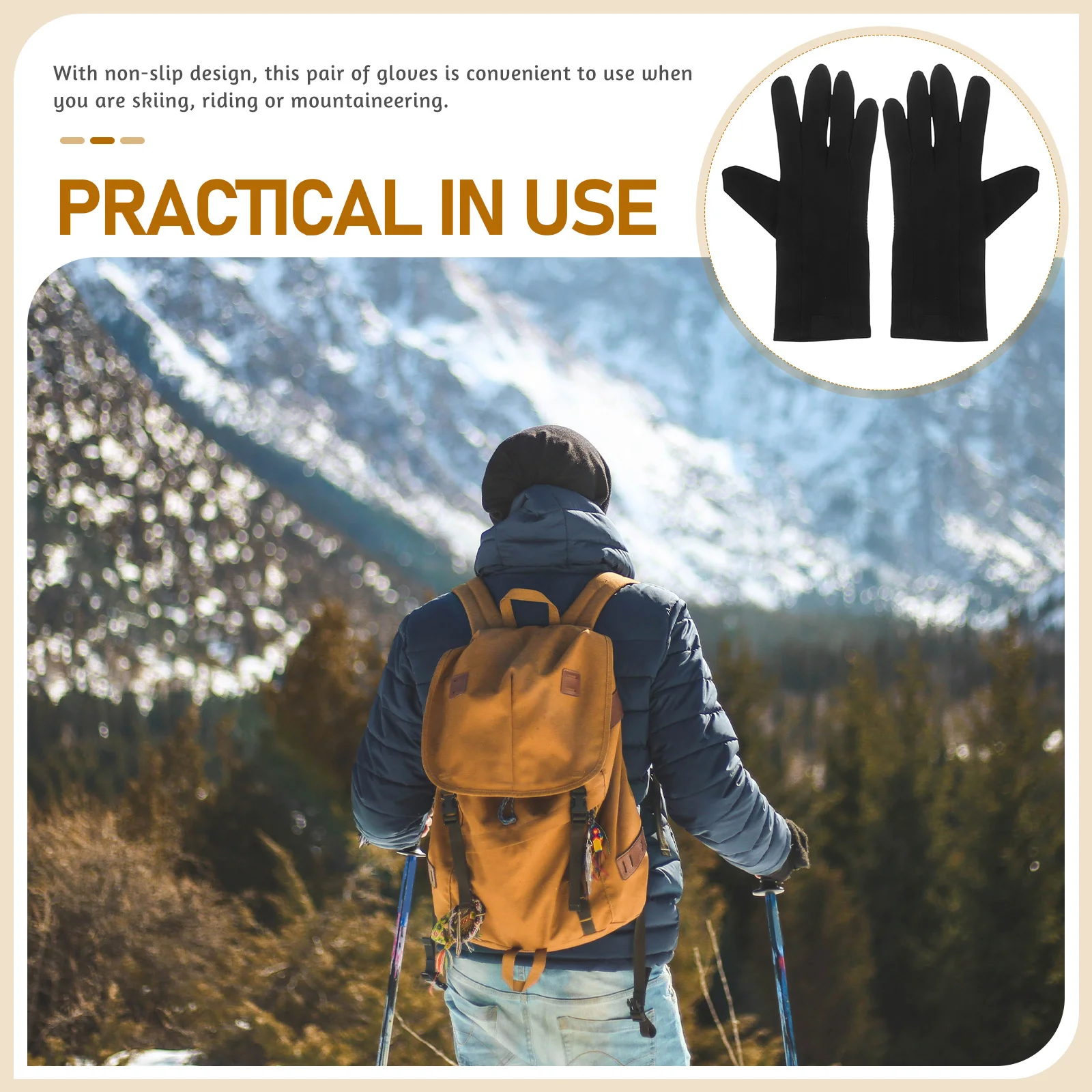 قفازات شتوية سوداء للجنسين تعمل باللمس ومضادة للانزلاق وقبضة سيليكون عاكسة دافئة لركوب الدراجات والجري والقفازات الرياضية