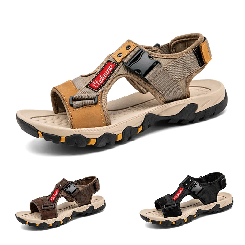 

Мужские сандалии, пляжная обувь для отдыха на открытом воздухе, кожаные повседневные спортивные сандалии, легкие нескользящие сандалии, летние мужские туфли без шнуровки, Sandalias