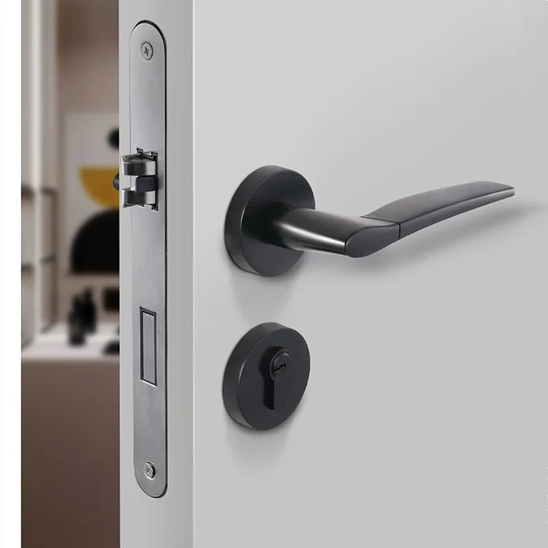 Creative Bedroom Door Handle Lock Zinc Alloy Silent Security Door Locks with Key Indoor High Quality Hardware Accessories