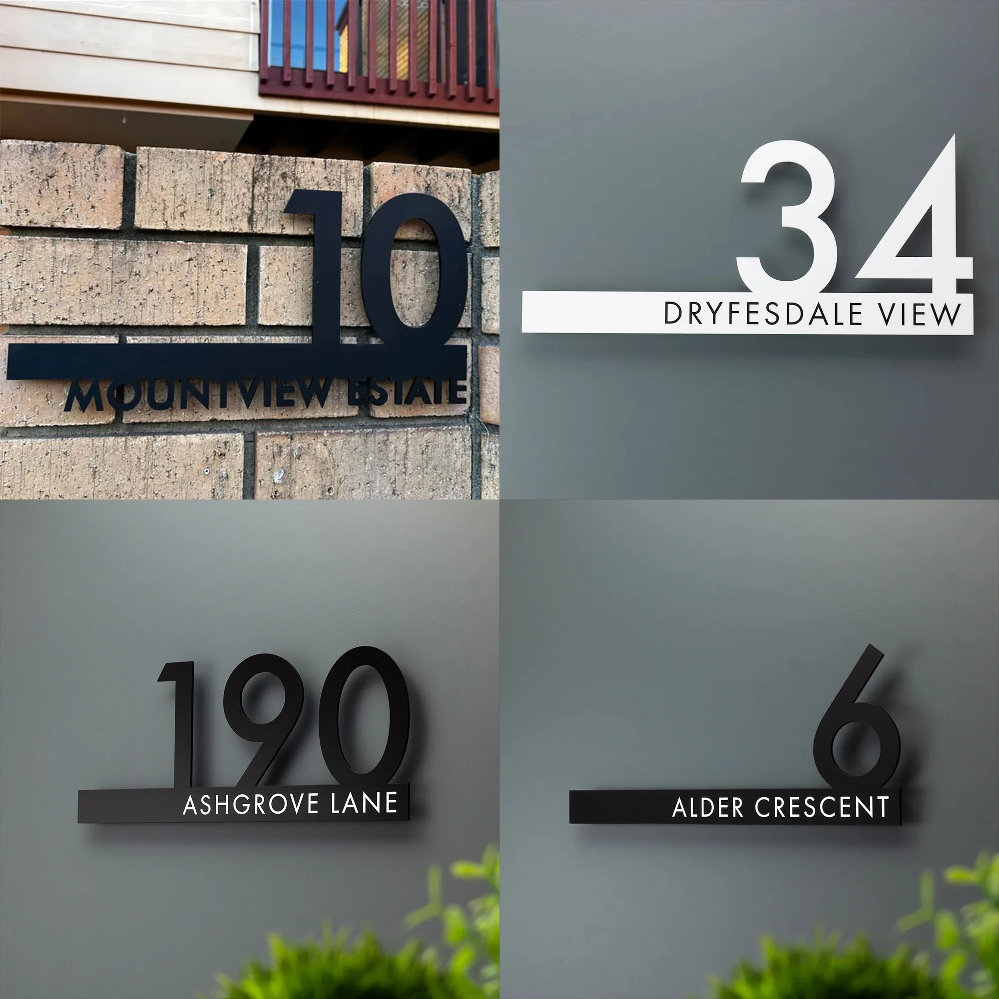 

Custom House Number Street Name Home Address Floating Modern Acrylic Mailbox Room Sign Door Plaque Laser Personalised Hotel Wall
