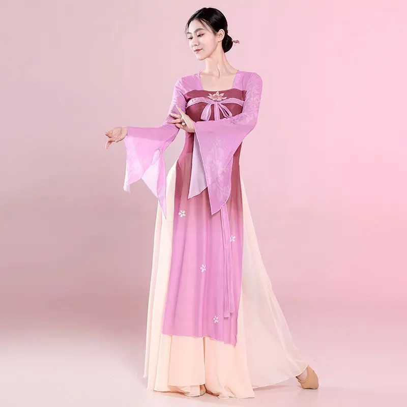 Women's Classical Dance Dress Han And Tang Dynasty Chest Length Ribbon Body Charm Elegant Long Gauze Dress Dance In China