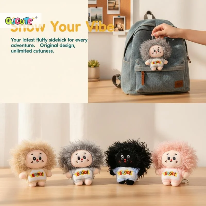 Cute Fluffy Plush Doll Keychain Kawaii Cartoon Stuffed Toy Bag Charm Soft Backpack Pendant Keyring Gift for Girls Women Kids