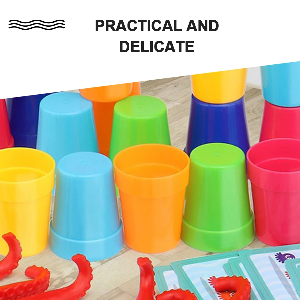 1 set 1 Set Kids Cups Baby Octopus Design Stacked Cup Game Educational Playthings Interactive Early Learning Desktop Creative
