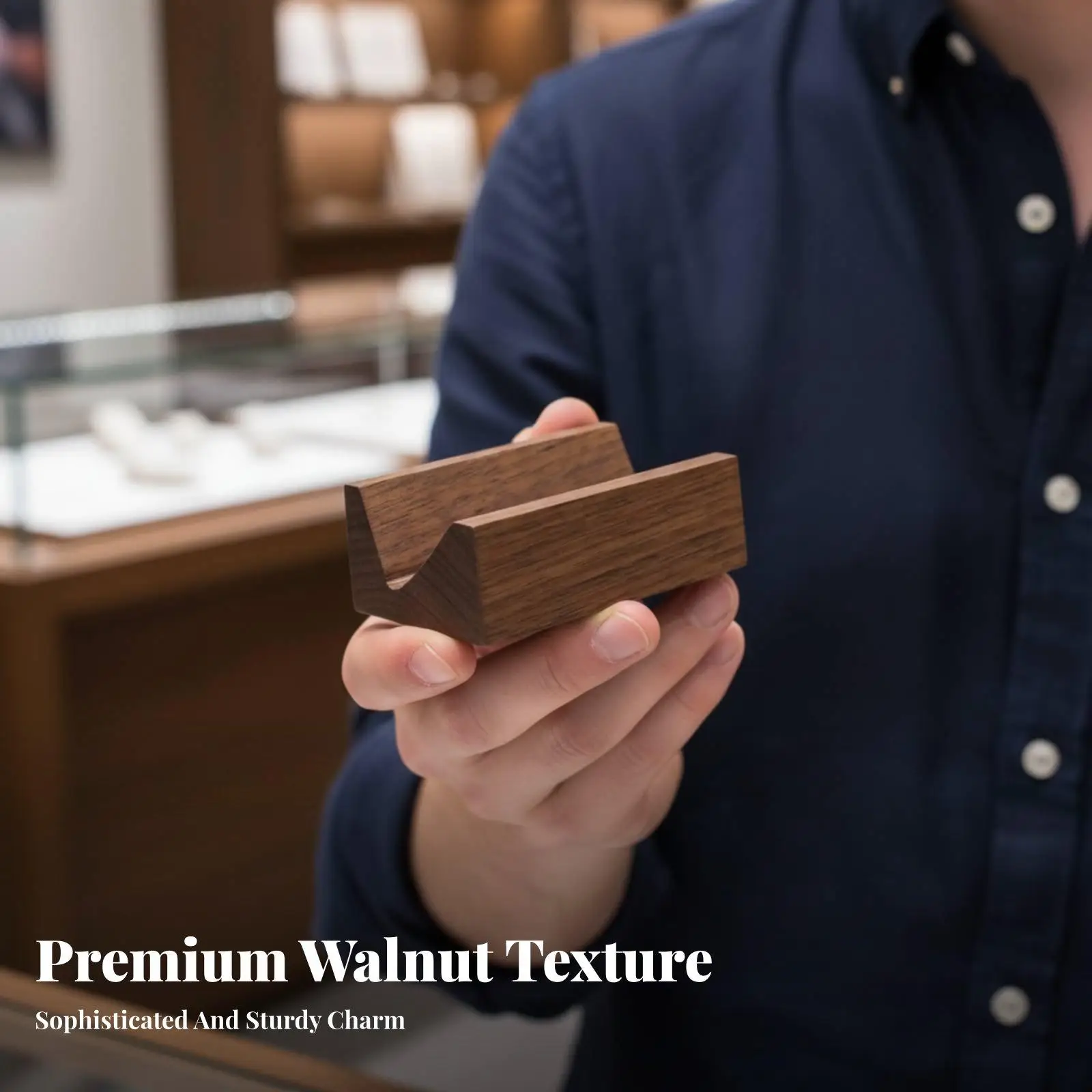 Rustic Walnut Jewelry Shelf Display Stand Organizer for Necklaces Earrings Rings Bracelets Storage Holder