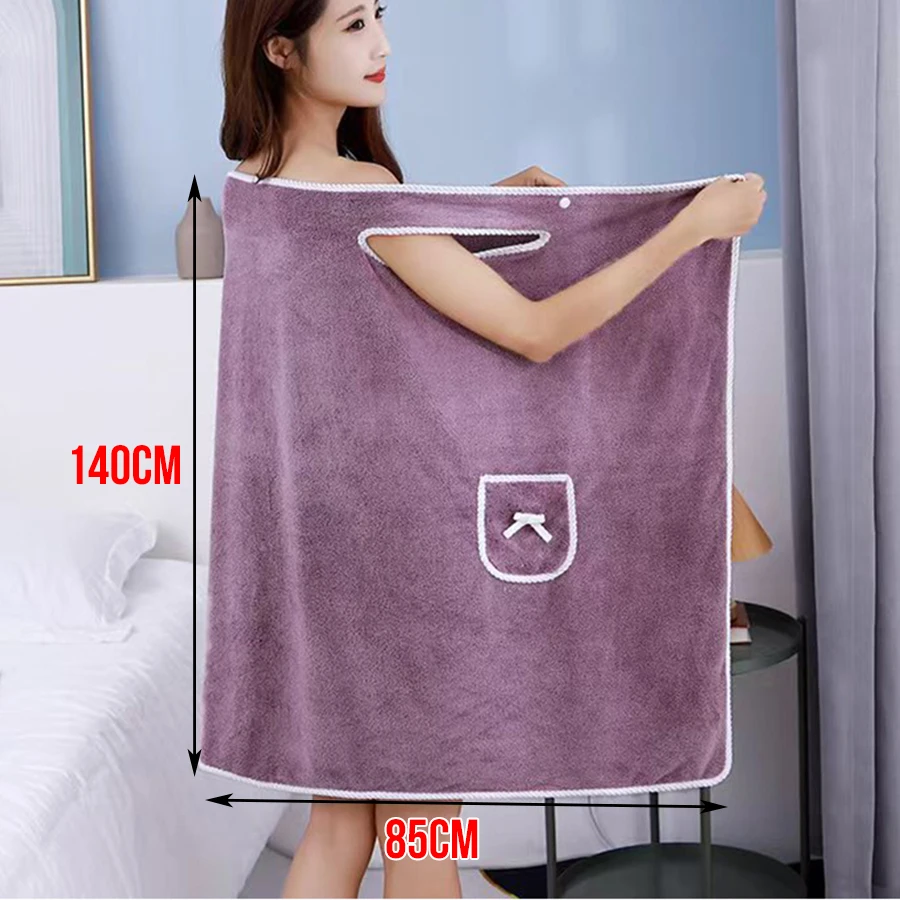 Bath Towel, Shoulder Straps Wearable Women Skirt Dress Bath Towel Wrap Spa Beach Microfiber Soft Comfortable Absorbing Water