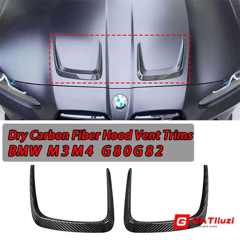 

Dry Carbon Fiber Car Styling Exterior Front Engine Hood Bonnet Cover Air Vent Outlet Decor Trims For BMW M3 G80 M4 G82 G83 2020+