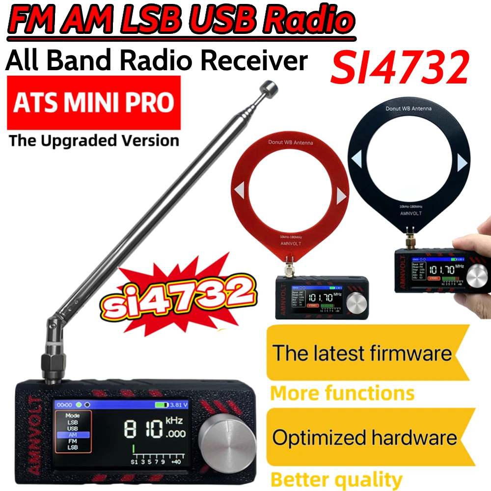 ATS Mini Pro SI4732 كامل النطاق DSP راديو LSB USB AM FM FM راديو 1.9 بوصة IPS شاشة HF/SW/MW/VHF استقبال نسخة مطورة