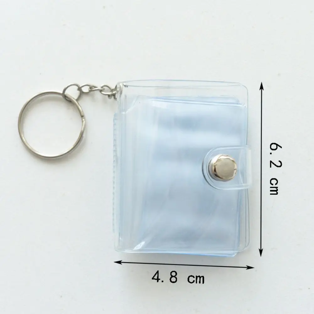 3PCS 2 Inches Mini Photo Albums Receipt Holder Stationery Transparent PVC Key Chain Card Pockets For Photos Cards