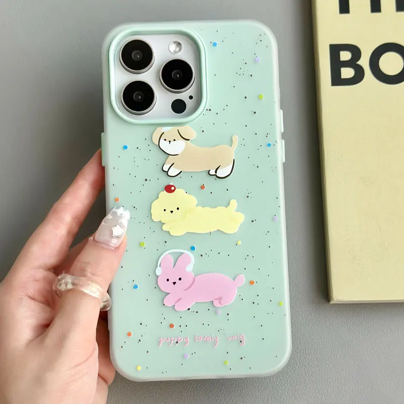 

Green Spring Phone Case Jelly Liquid Silicone Camera Protect Case For iPhone16 15 14 13 Skin Feel Cover