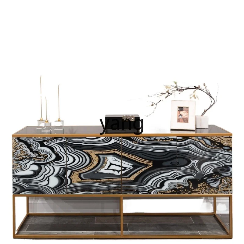 

YHM American minimalist modern entrance abstract hand-painted side cabinet