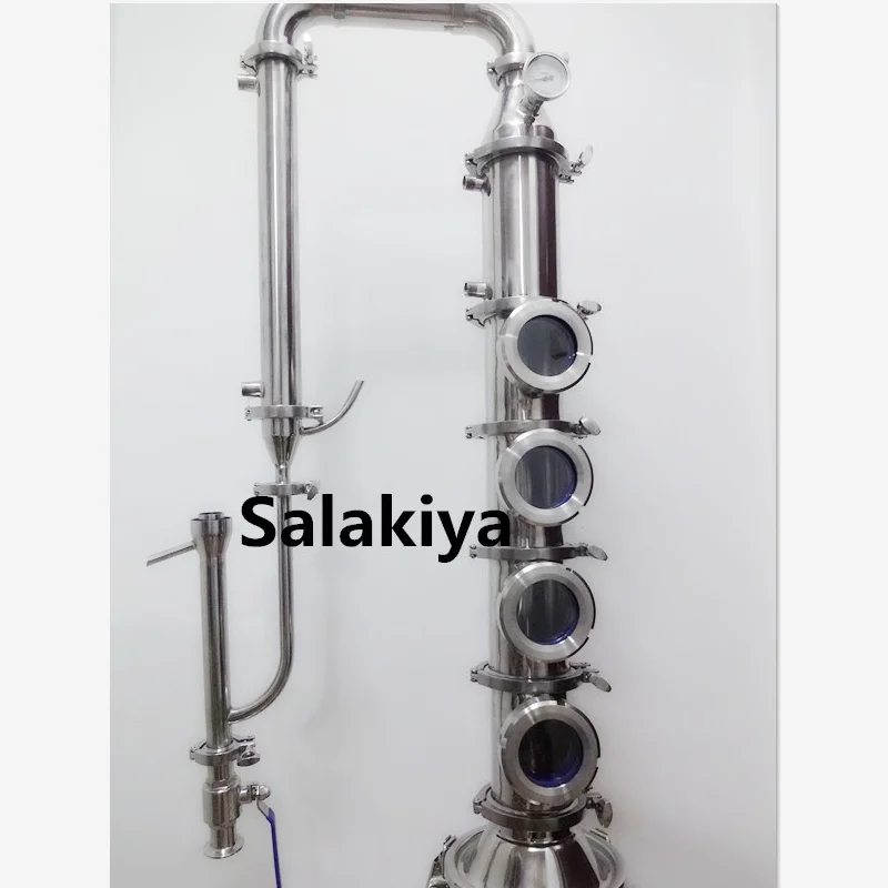 

Free Shipping 3" Flute Distiller With 2" Condenser,Copper Platte Sets*4,Stainless Steel 304