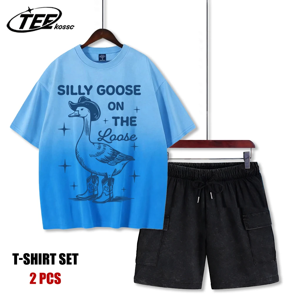 

Мужская футболка с принтом Silly Cool Goose, летняя хлопковая модная футболка, повседневная одежда с круглым вырезом, унисекс, ретро, с коротким рукавом