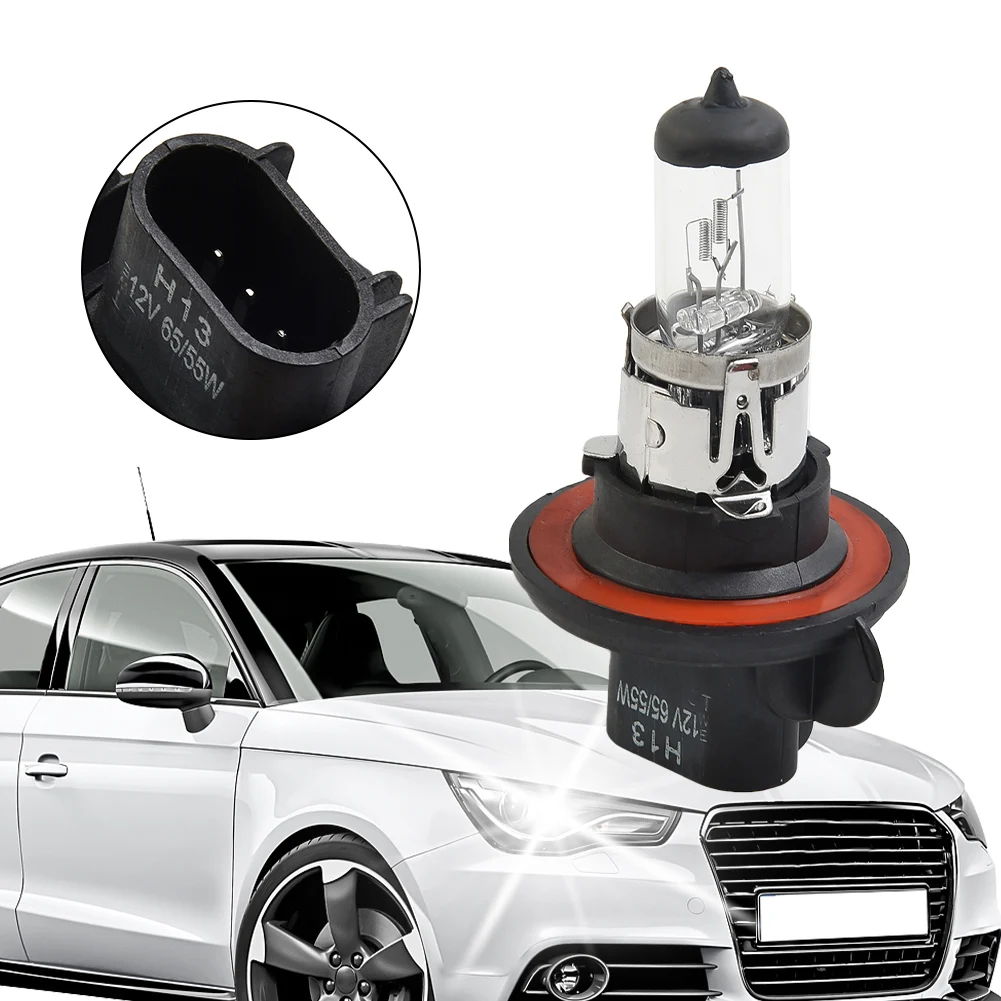 1PCS H13 9008 12V 55W White Halogen Bulb Car Headlight Bulb No Electronic Interference Higher Efficiency Quartz Glass Material
