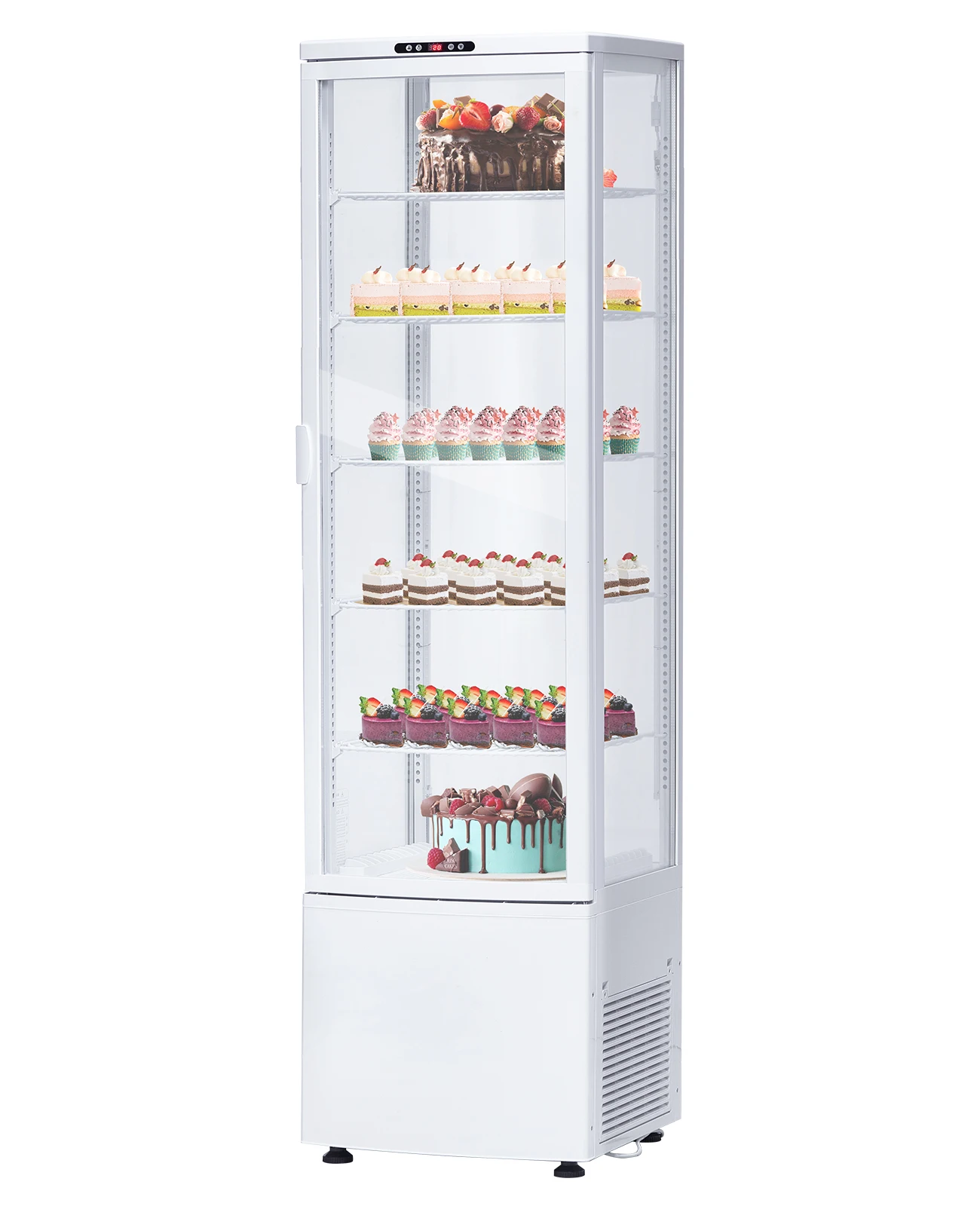 9.8 Cu.Ft Commercial Refrigerator Display Case, Single-Door Pastry Display Case With Interior Led Lighting, Double-Layered