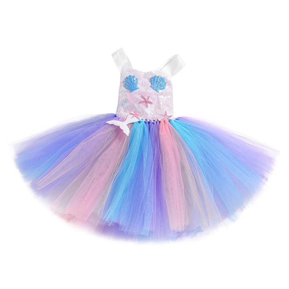 

Mermaid Tutu Dress Set for Girls Birthday Party Costume Headband Comfortable Breathable Casual Wear Halloween Cosplay
