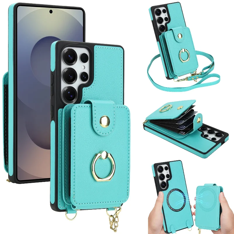 

Crossbody 2 in 1 Detachable Magnetic Cards Solt Leather Case For Samsung S26 Ultra S25 S24 Plus S23 S22 A17 A07 A57 A37 Cover