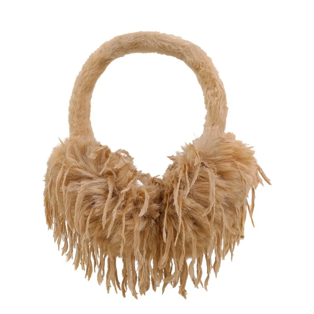 New Tassel Feather Winter Earmuffs Keep Warm Foldable Ear Warmer Earflap Solid Color Ear Muffs Men